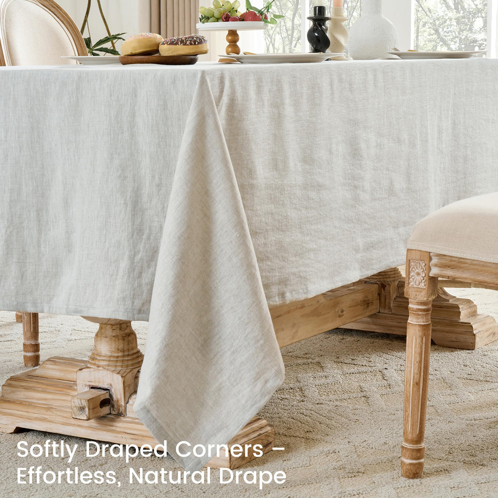 Simple&Opulence Natural Linen Tablecloth for Rectangle Tables-60×120 Inch, 100% Linen Farmhouse Tablecloth for 10-12 Seat Dining Table, Stonewashed Extra Large Tablecloth for Banquet, Dinner, Wedding