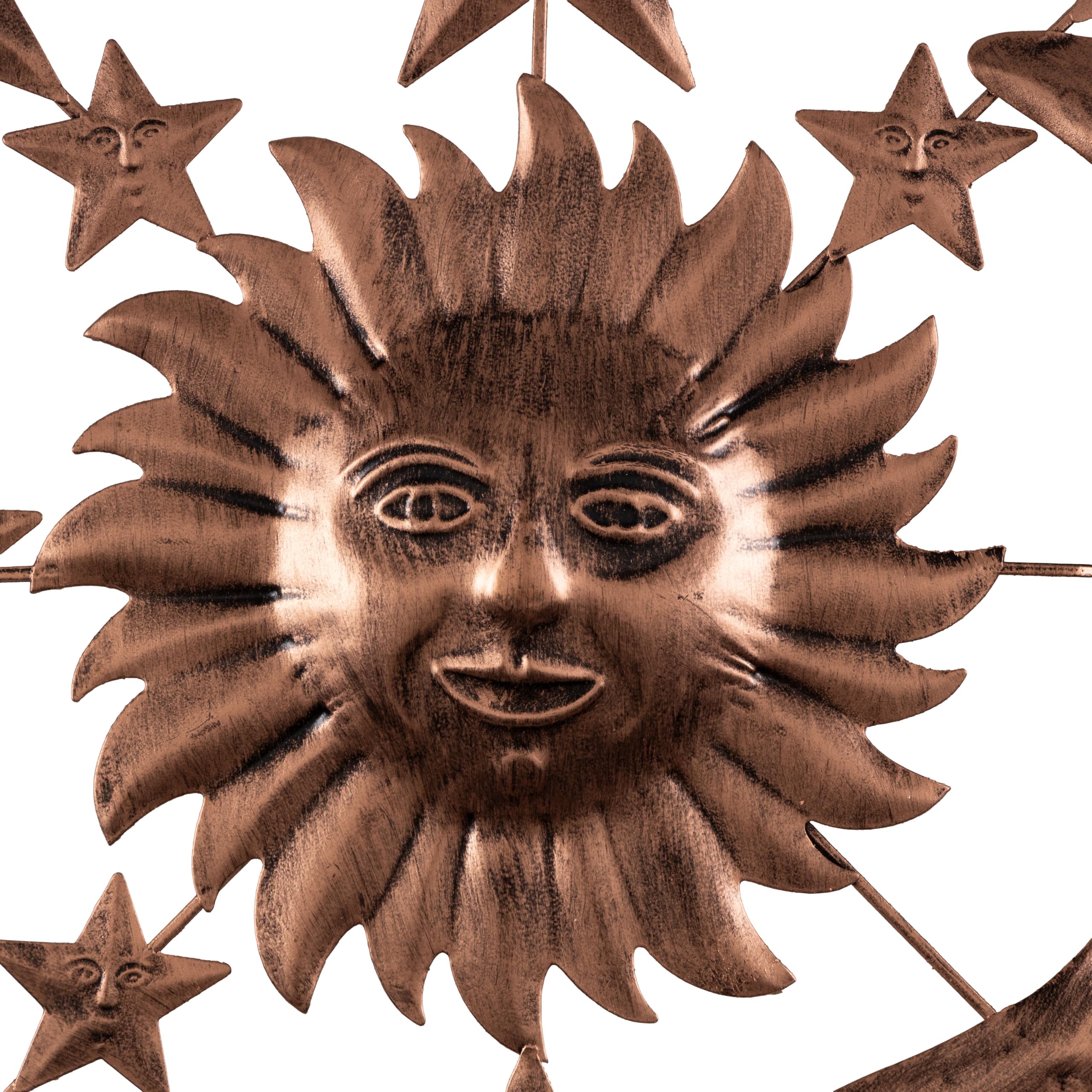 Deco 79 Metal Sun and Moon Home Wall Decor Indoor Outdoor Wall Sculpture with Stars, Wall Art 21" x 1" x 21", Bronze