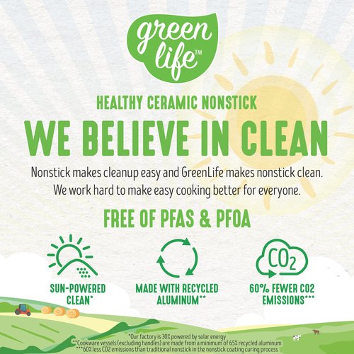 GreenLife Soft Grip Healthy Ceramic Nonstick 8" Frying Pan, PFAS & PFOA-Free, Dishwasher Safe, Egg Omelet Skillet, Cookware for Easy Cooking, Non-Stick Kitchen Essentials, Grey