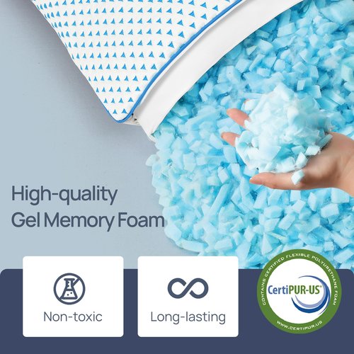 Small Cooling Memory Foam Travel Pillows for Airplanes Sleeping, Compressible Camping Pillow, Mini Adjustable Shredded Foam Bed Pillow for Medium Firm Neck Knee Lumbar Support, Ideal Car, Backpacking