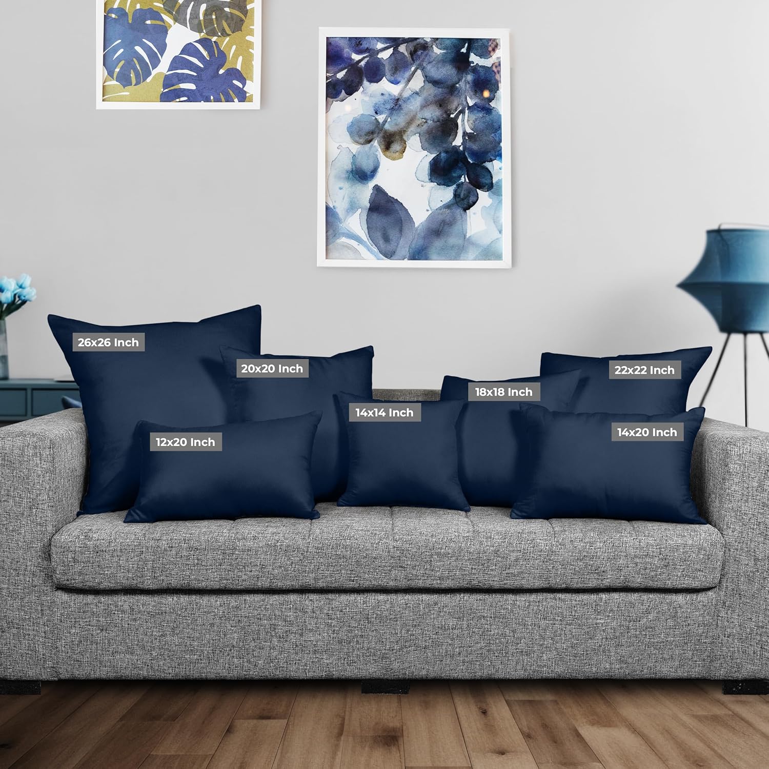 Utopia Bedding 26x26 Pillow Inserts - Set of 2 Navy Decorative Throw Pillows for Sofa & Couch - Soft & Supportive Cushions