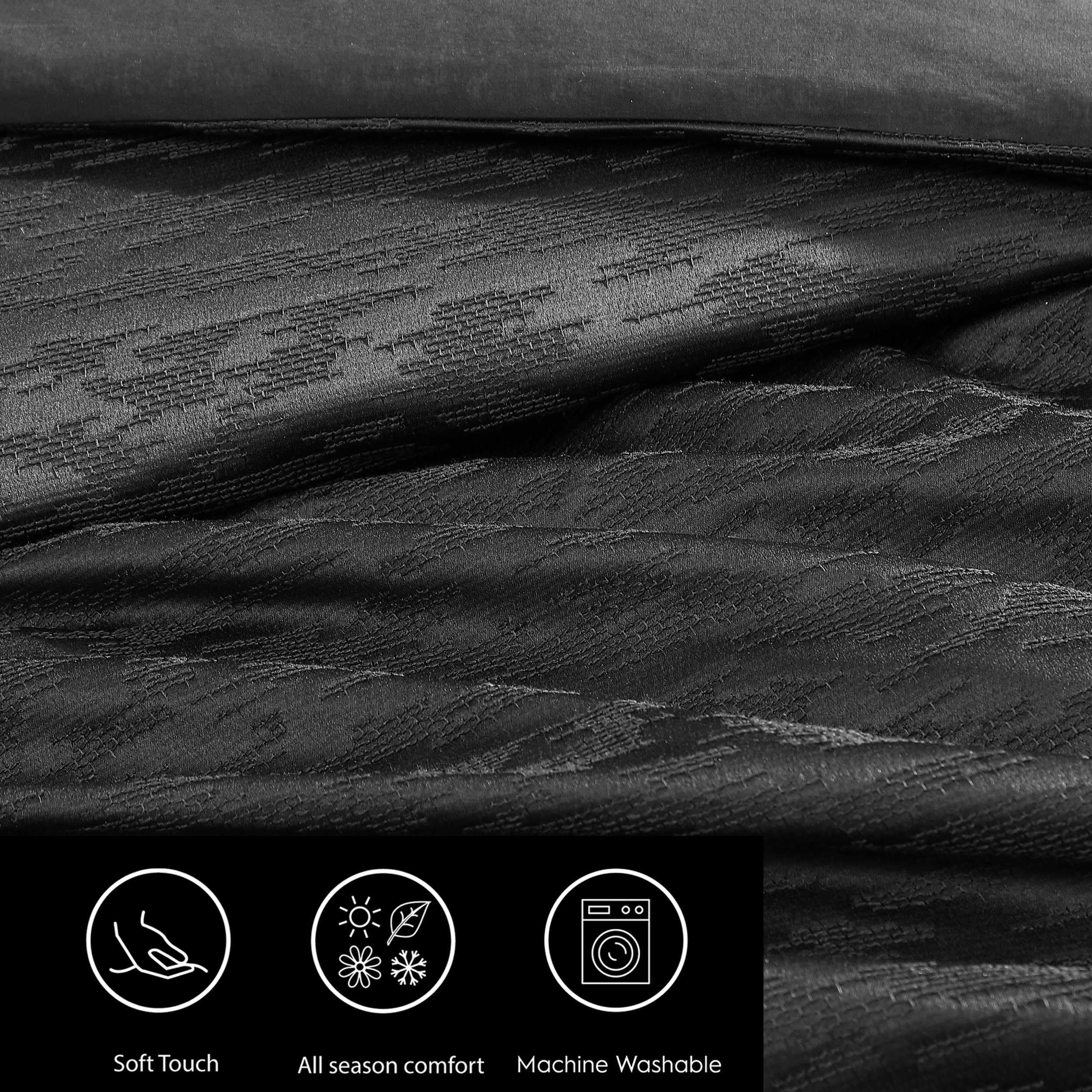 Vera Wang - Queen Duvet Cover Set, Soft Cotton Bedding with a Textured Weave Feel, Button Closure & Inner Corner Ties, 3 Piece Bed Set with Matching Pillowcases (Illusion Black)