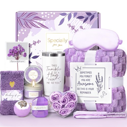 Clexela Gifts for Women, Self Care Gifts for Women, Lavender Relaxing Spa Gifts Basket Care Package for Christmas, Mother's Day, Birthday Gifts for Mom, Wife, Girlfriend, Sister, Her