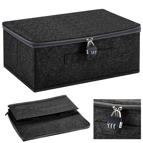 Briwooody Discreet Lockable Toy Bag Storage Organizer Toy Bag Storage Bins Case with Zipper Lid for Women and Men Clothes Container(Black,15 x 10 x 6.3 Inch)
