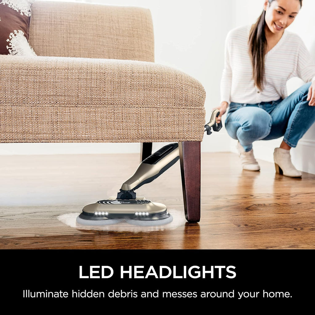 Shark S7001 Mop - Scrub & Sanitize Hard Floors with 4 Washable Pads | 3 Steam Modes & LED Headlights, Gold