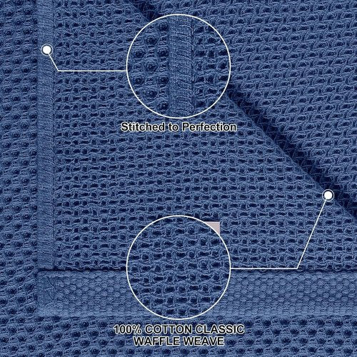 Homaxy Kitchen Towels Set - Ultra Soft 100% Cotton Dishcloths | 8-Piece Assortment in Navy Blue