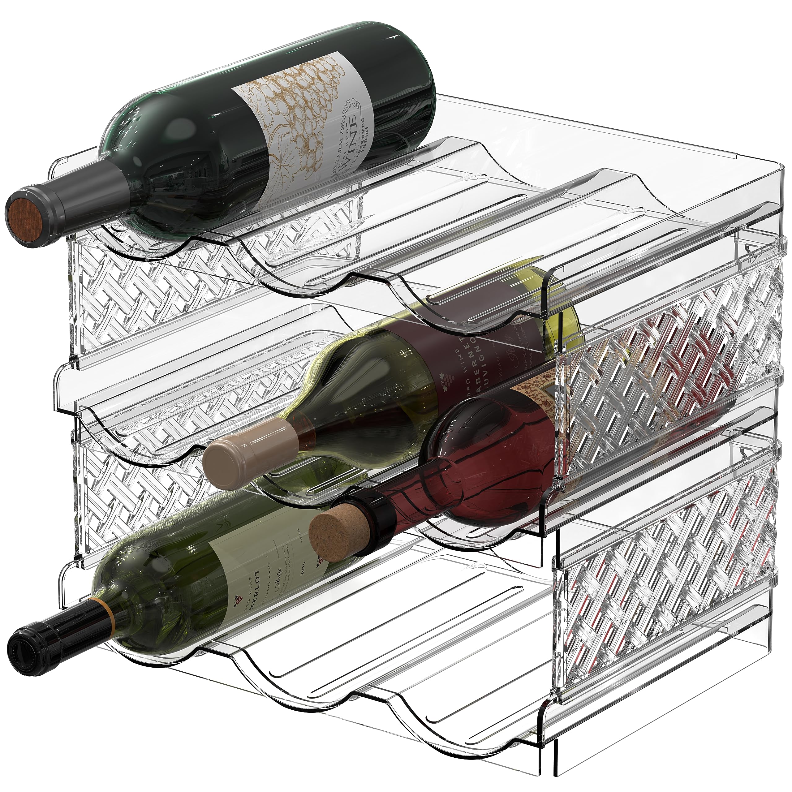 Simple Houseware 3-Tier Stackable Water Bottle Storage Organizer, Clear - Space Saving Bottle Holder for Kitchen, Pantry, and Refrigerator - Fits Stanley 40 oz Tumbler