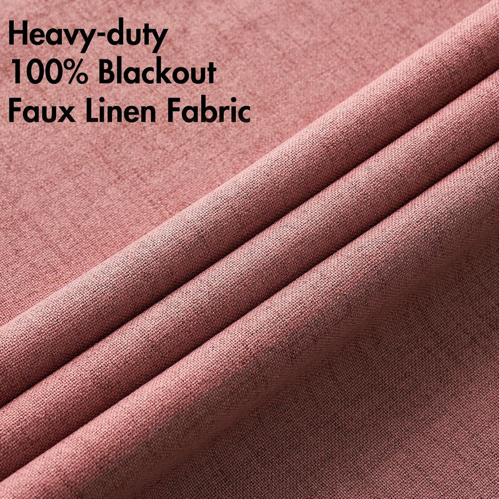 MIULEE Blackout Linen Textured Curtains - Thermal Insulated Room Darkening Drapes, Dusty Rose, 52 x 120 Inch (2 Panels)