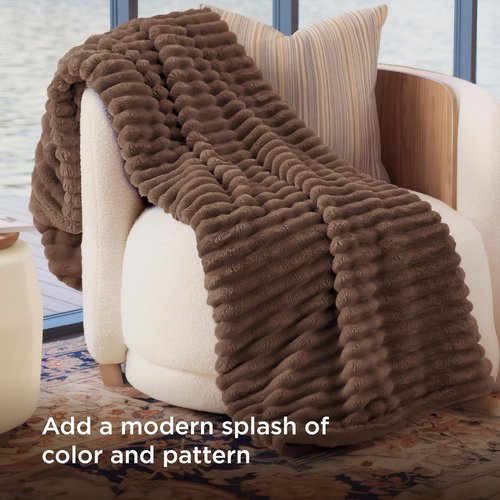 Bedsure GentleSoft Fleece Blanket - Cozy Brown Throw for Couch, Perfect Size 50x60 Inches