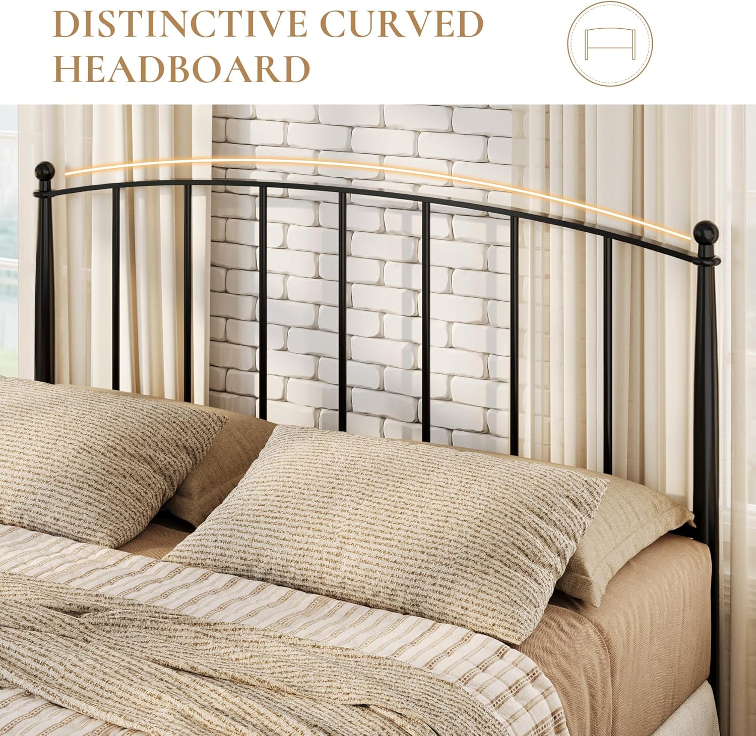 SHA CERLIN Queen Bed Frame - Metal Platform Bed with Victorian Iron Art Headboard & Footboard | Easy Assembly, Black