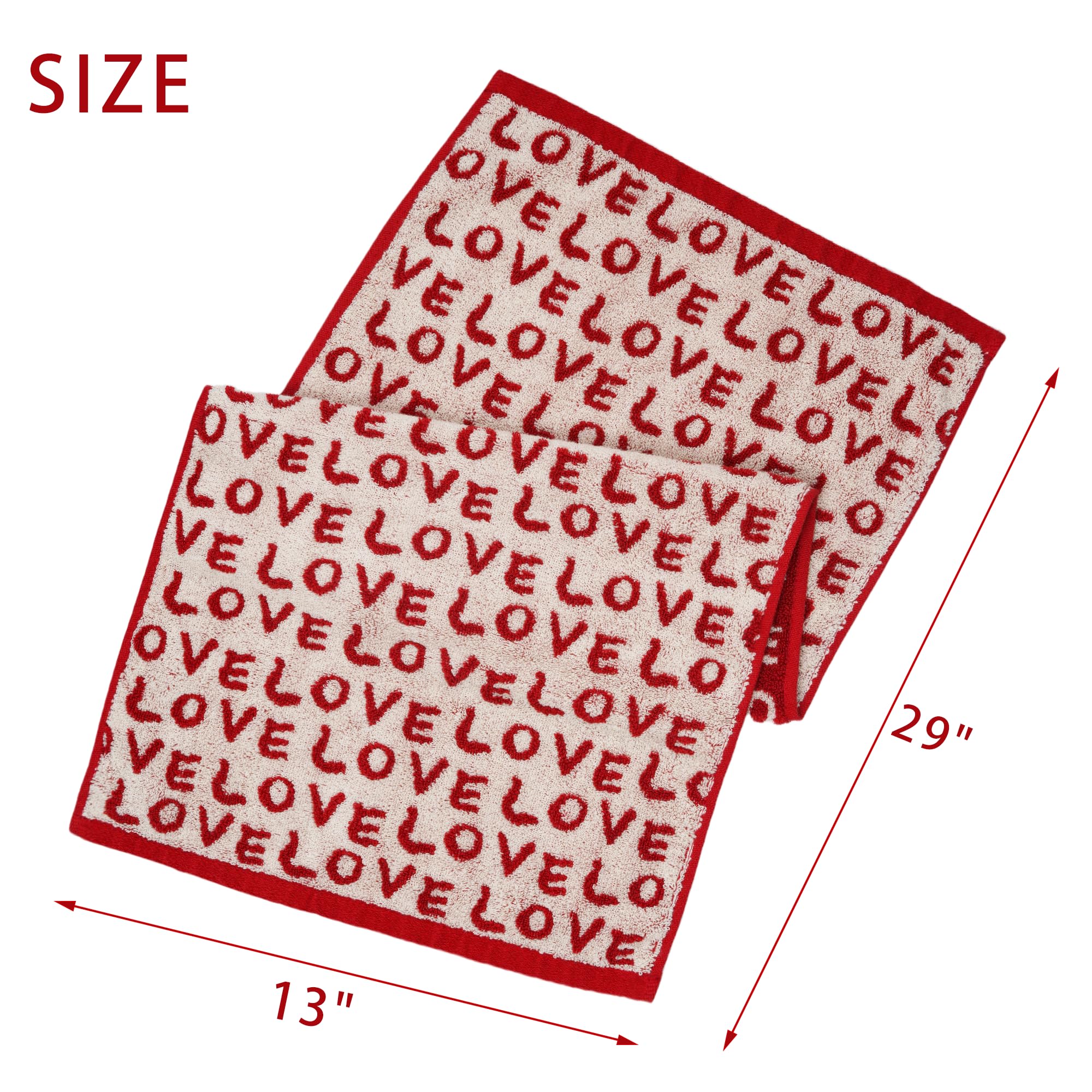 Leisofter Valentines Day Hand Towels for Bathroom(2 Pcs, 13" x 29"),Decorative Towels for Drying, Cleaning, Cooking, Holiday (Diamond Hearts)