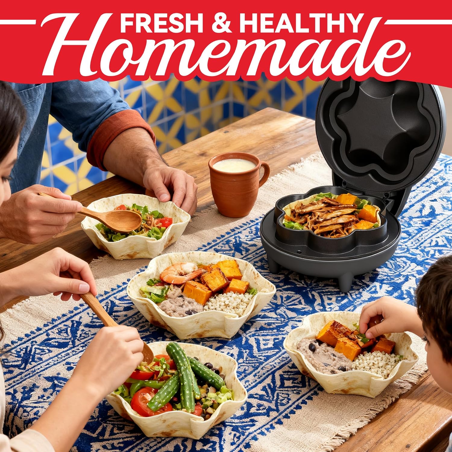 SurgarWhisk Tortilla Bowl Maker - Quesadilla & Taco Shell Mold for 7-Inch Tortillas | Graphite Finish