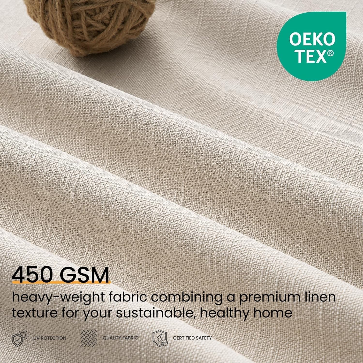 Topfinel Oatmeal Blackout Curtains - 84 Inch Long Pinch Pleated Drapes | Energy-Efficient Flax Linen, 2 Panels Set