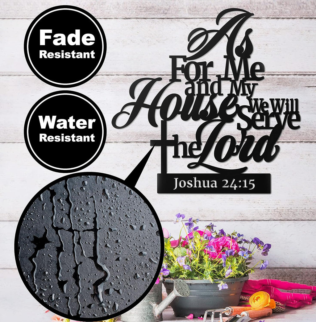 Vivegate Metal Bible Verse Wall Sign - "As For Me And My House" Christian Decor | Black 02