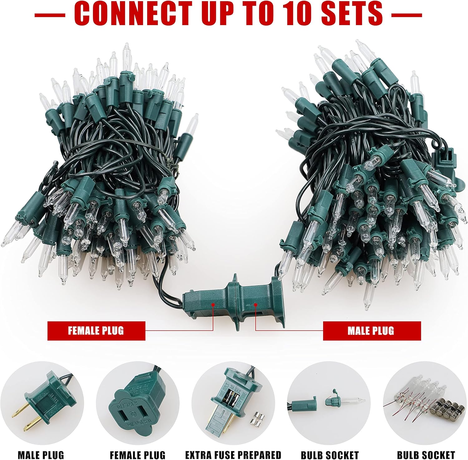 Woohaha Christmas Lights - 2 Pack 13ft 50 Count Warm White Mini String Lights | Connectable Indoor/Outdoor Decor