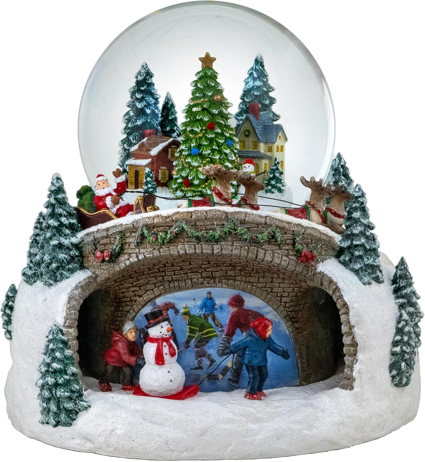 San Francisco Music Box | 100MM Musical Rotating Christmas Village Snow Globe - Festive Holiday Decor
