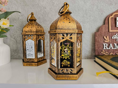 OLEEK Ramadan Lantern Lights (2PCs-8in)- Ramadan Decorations for Home 2026 - Ramadan Decor - Ramadan Lights - Ramadan Lanterns Decorative - Ramadan Lanterns for Kids - Ramadan Decoration فانوس رمضان