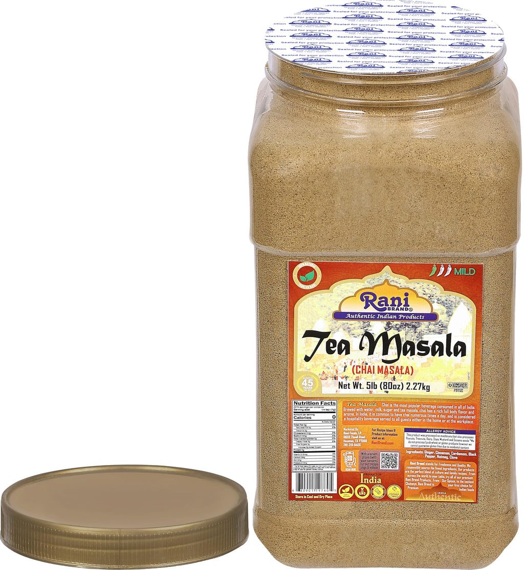 Rani Tea (Chai) Masala Indian Spice Blend 80oz (5lbs) 2.27kg Bulk PET Jar ~ All Natural | Vegan | Gluten Friendly | Salt & Sugar Free | NON-GMO | No Colors | Indian Origin