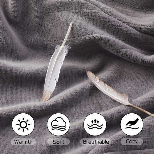 Electric Heated Blanket 72"x84" Full Size, Soft Coral Fleece with 4 Heating Levels and 10 Hours Auto-Off, Machine Washable, Cozy Plush Fabric for Home, Light Gray