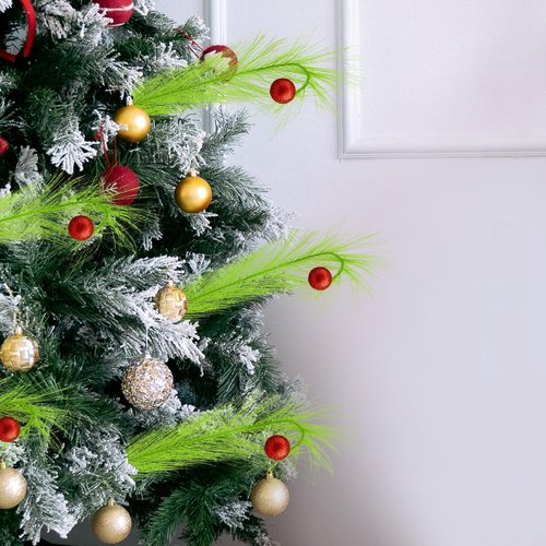 10 Pcs Christmas Tree Topper,17 Inch Green Christmas Picks and Sprays Stems with Red Ball,Artificial Tree Ornaments for Home Decor Wreath Craft Vase Fillers Supplies (red)