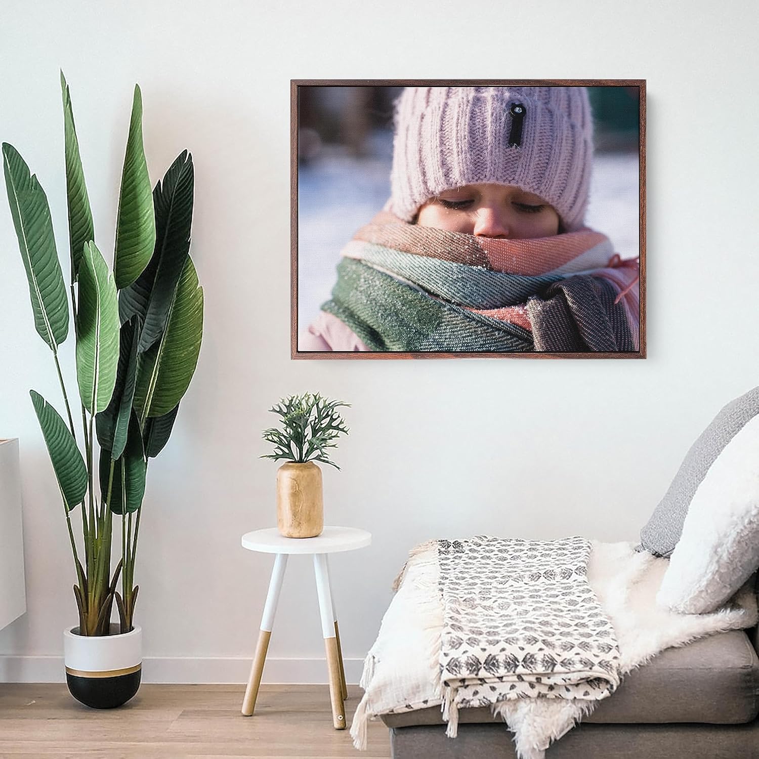 P&L ART. Personalized Custom Canvas Prints: Photo On Canvas Transform Your Photos into Stunning Framed Wall Art Digitally Printed Photo To Canvas Ideal for Home Decor Gifts Keepsakes Walnut 16X20