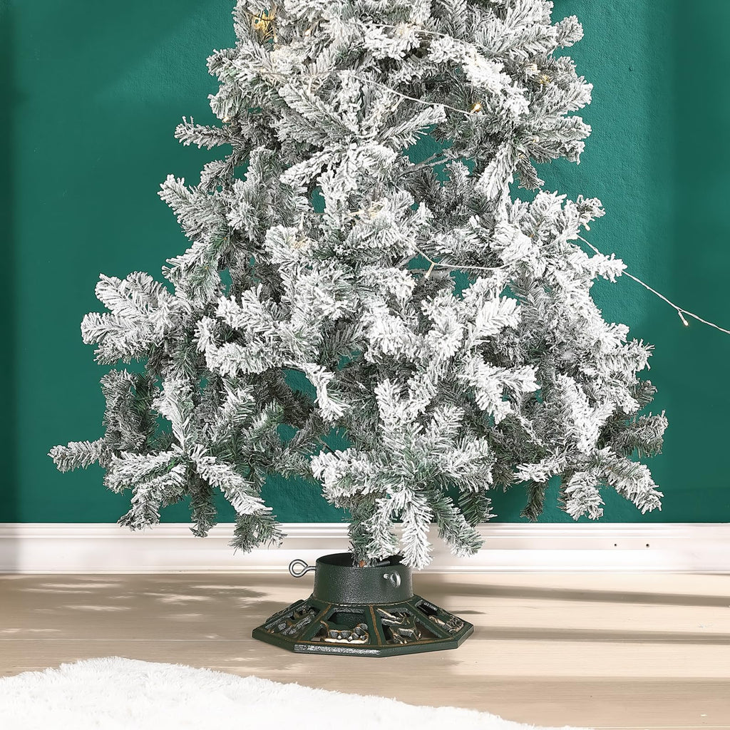 Wenbery Robust Cast Iron Christmas Tree Stand, Extra Heavy Duty Xmas Tree Base for Large Artificial & Real Trees, Supports Up to 8ft Trees, for Christmas Tree Decoration