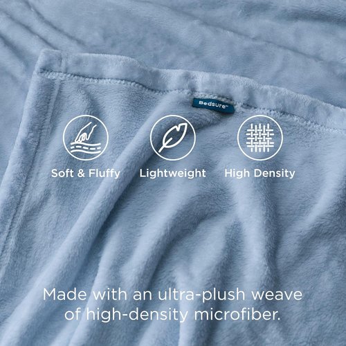 Bedsure GentleSoft Fleece Blanket - Lightweight Plush Cozy Twin Size in Light Blue, 60x80 Inches