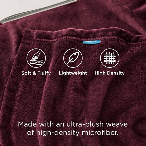 Bedsure GentleSoft Fleece Throw Blanket - Cozy Burgundy Red 300GSM Plush for Couch & Bed, 50x60 Inches