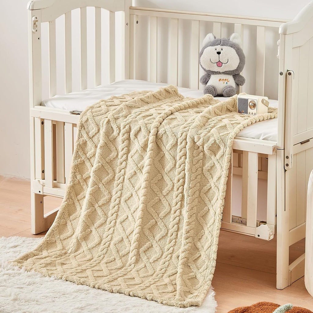 Sherpa Fleece Baby Blanket - Ultra Soft & Fluffy Premium Infant Blanket for Crib/Stroller | 30”×40” (Khaki)