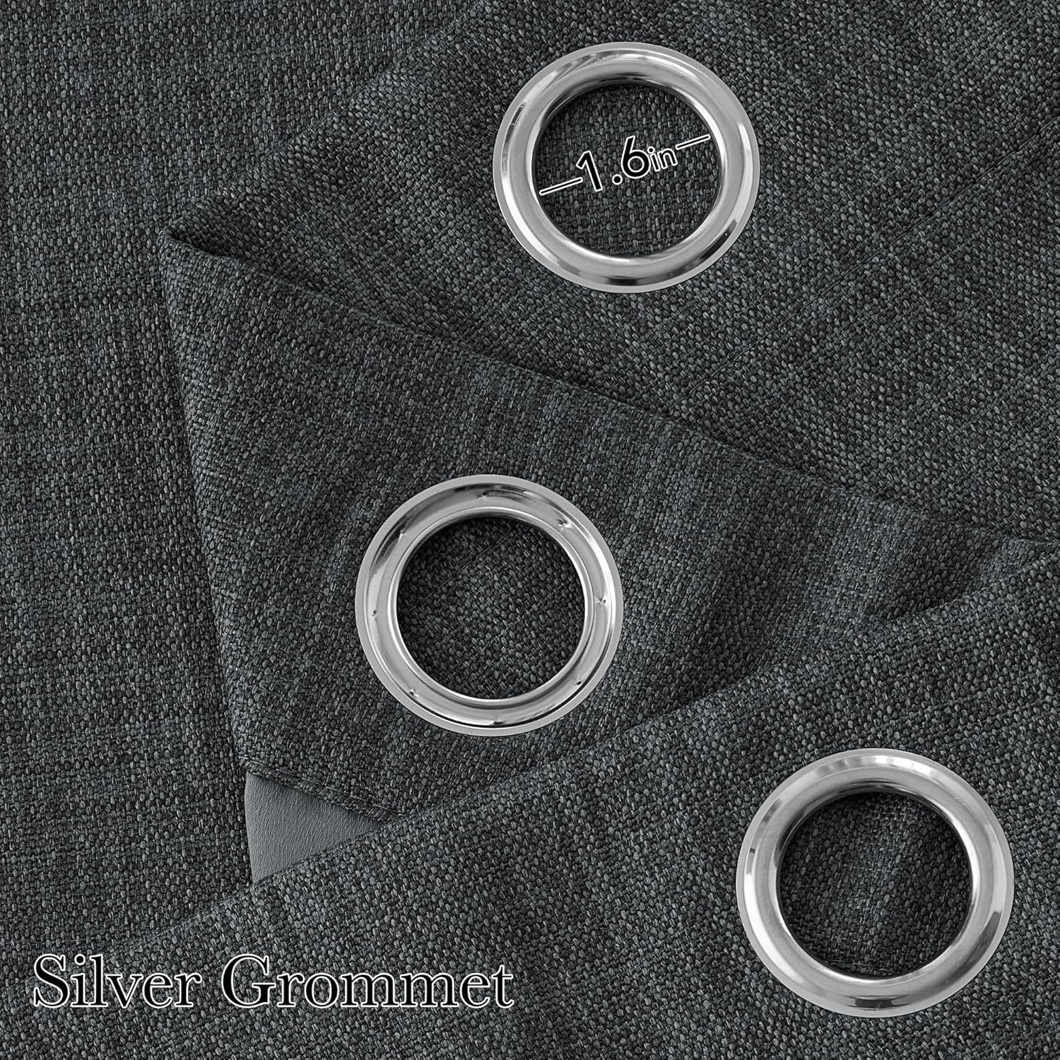 NICETOWN Blackout Curtains - Charcoal Gray Faux Linen Privacy Panels, 63" Long | Modern Farmhouse Style, 2 Panels