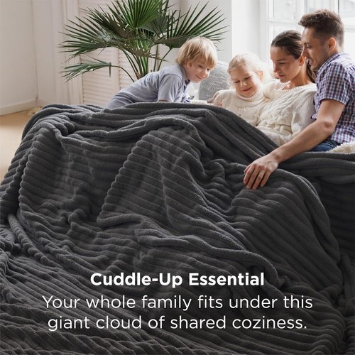 Bedsure GentleSoft Fleece Blanket - Cozy Large Throw for Bed, Grey, 120x120 Inches