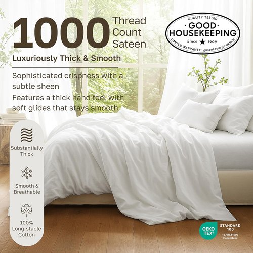 California Design Den Pillow Cases - Set of 2 Standard Size, 1000 Thread Count 100% Cotton, Soft & Durable - White