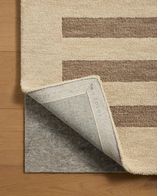 Loloi Leanne Ford Craven Collection CVN-05 Oatmeal/Bark 2'-3" x 3'-9" Accent Rug Striped, Patterned, Neutral, Entryway, Mudroom, Bathroom, and Kitchen