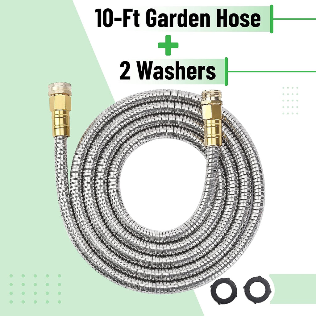 UNCO 10 Feet Stainless Steel Garden Hose - No Kink Design for Easy Handling and Durability
