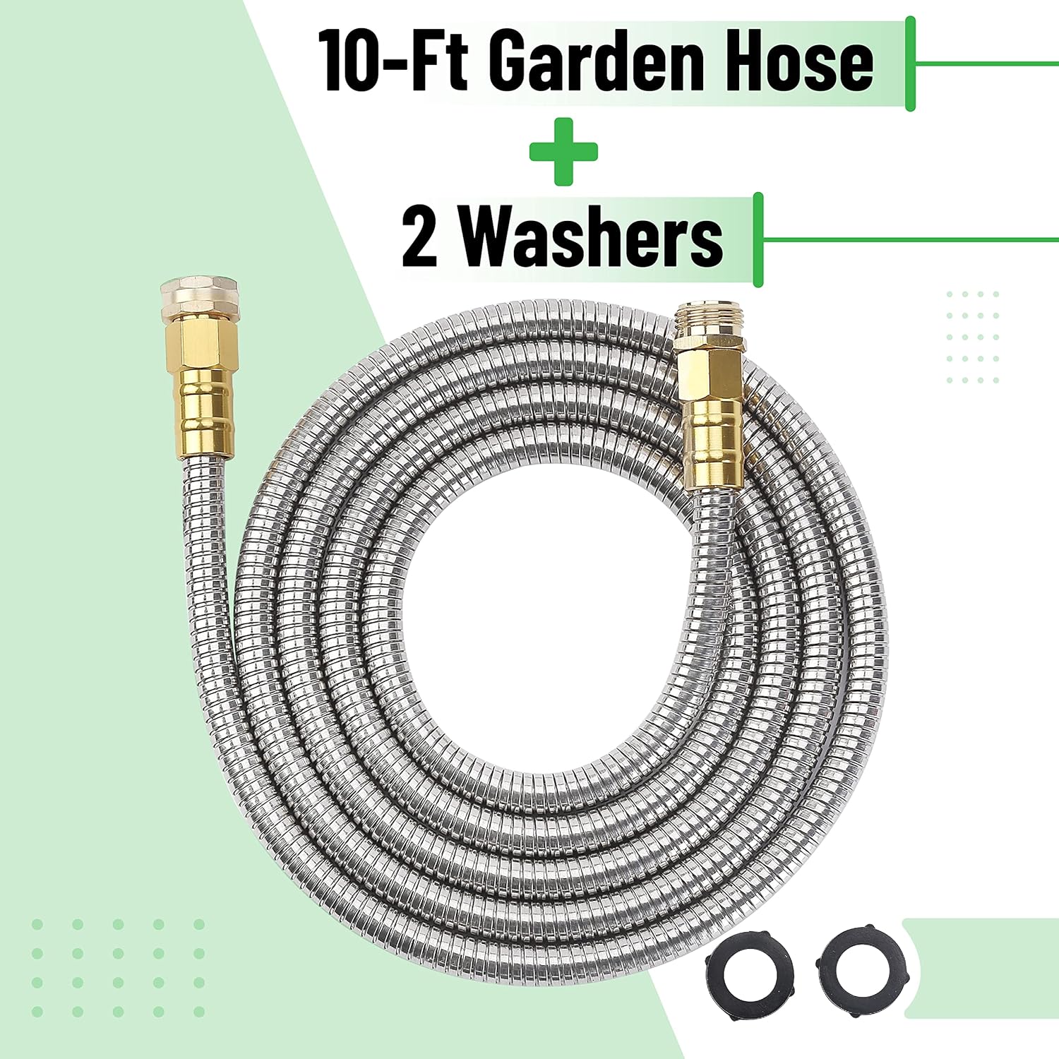 UNCO 10 Feet Stainless Steel Garden Hose - No Kink Design for Easy Handling and Durability