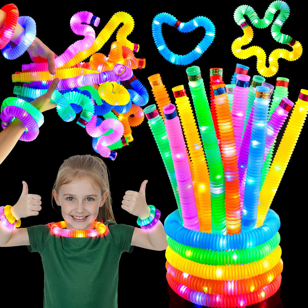 JOYIN 9 Pack Glow Sticks Party Favors for Kids, Light Up Pop Tubes Glow Necklaces Bracelets Party Supplies for Toddlers Boys Girls Birthday Gifts, School Classroom Goodie bags, Treasure Box Toys