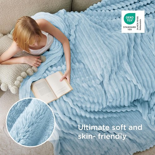 Bedsure GentleSoft Blue Blanket - Cozy California King Size Fleece Throw, 102x96 Inches, Perfect Gift for Women