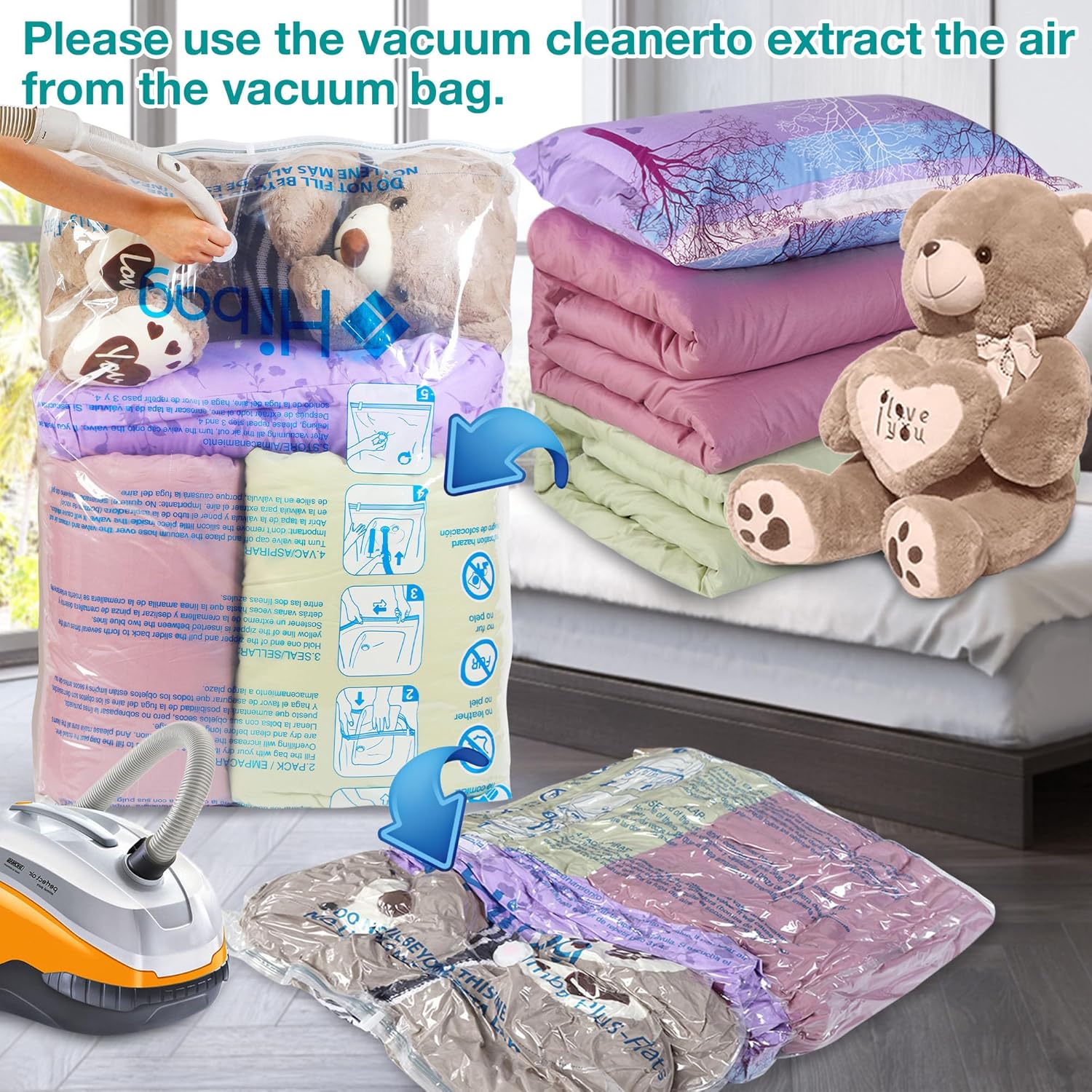 Regine Switzerland XXL Jumbo Vacuum Storage Bags - 47''x35'' Space Saver for Blankets & Comforters (4 Pack)