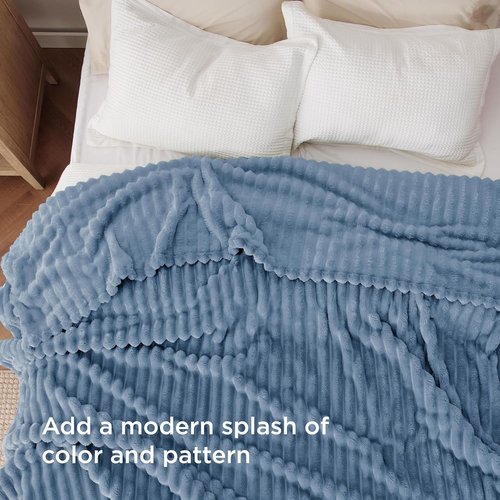 Bedsure GentleSoft Queen Blanket - Cozy Soft Blue Throw for Women | Large 90x90 Inches Perfect for Fall