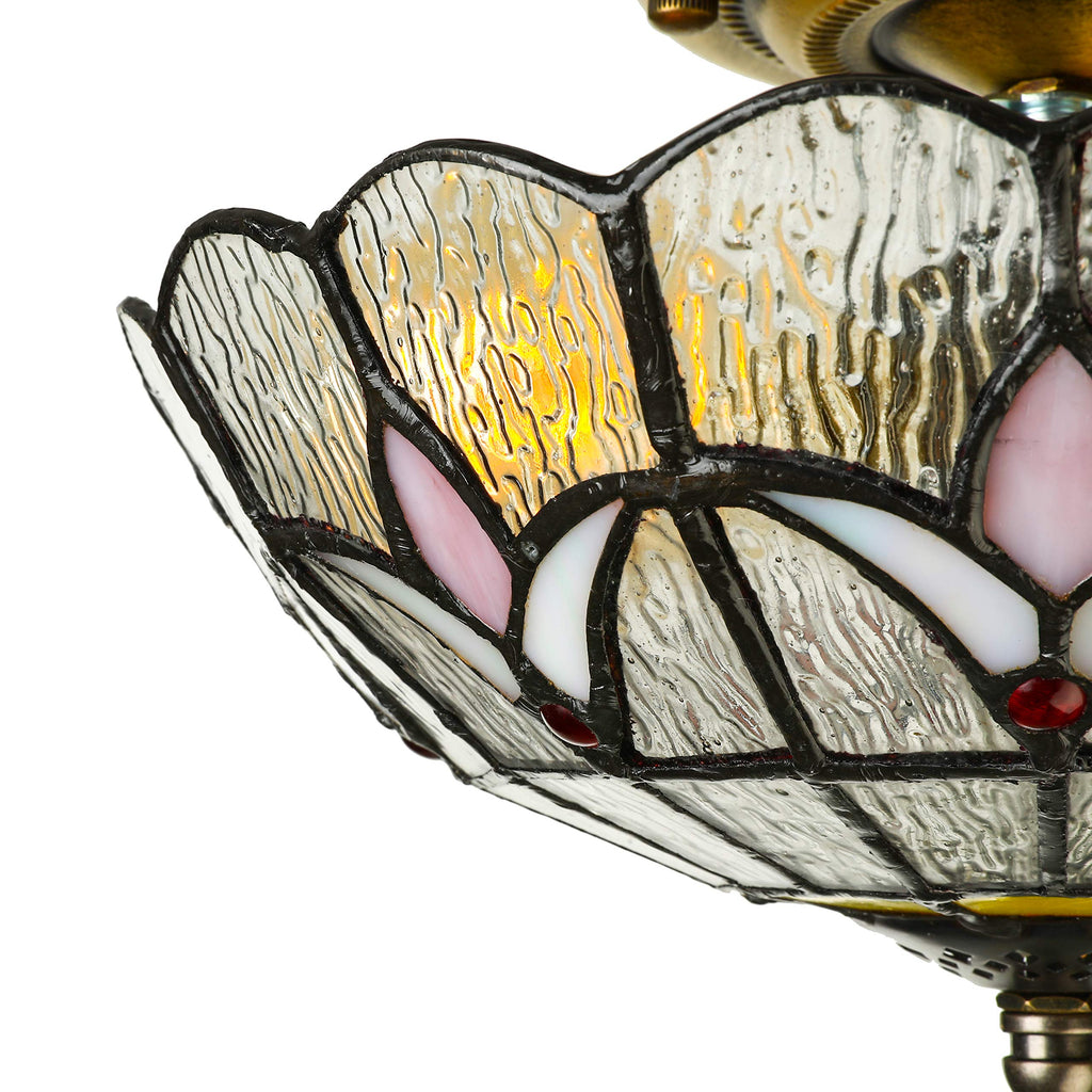 RUNNUP Industrial 12" Wide Flush Mount Ceiling Light Fixture with Glass Tulip Shade Ceiling Lamp in Clear