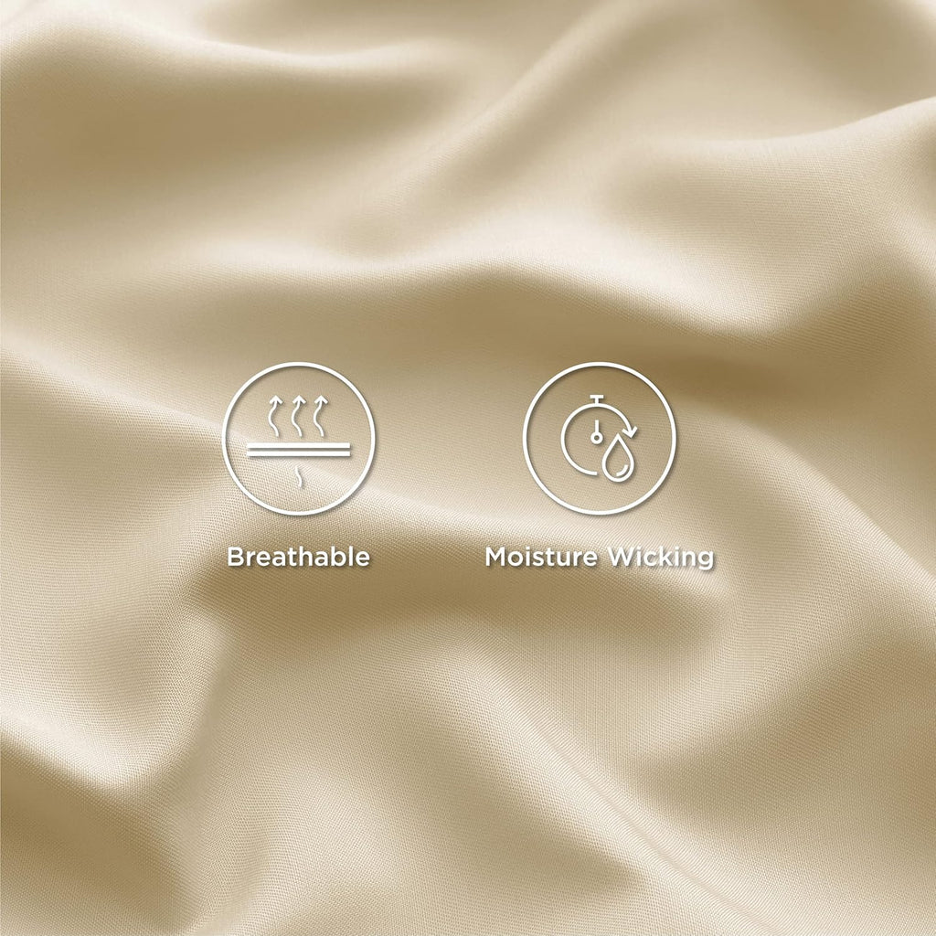 Bedsure Cooling Twin XL Sheets - Breathable & Soft Rayon from Bamboo | Deep Pocket Hotel Luxury Bedding in Alabaster Gleam