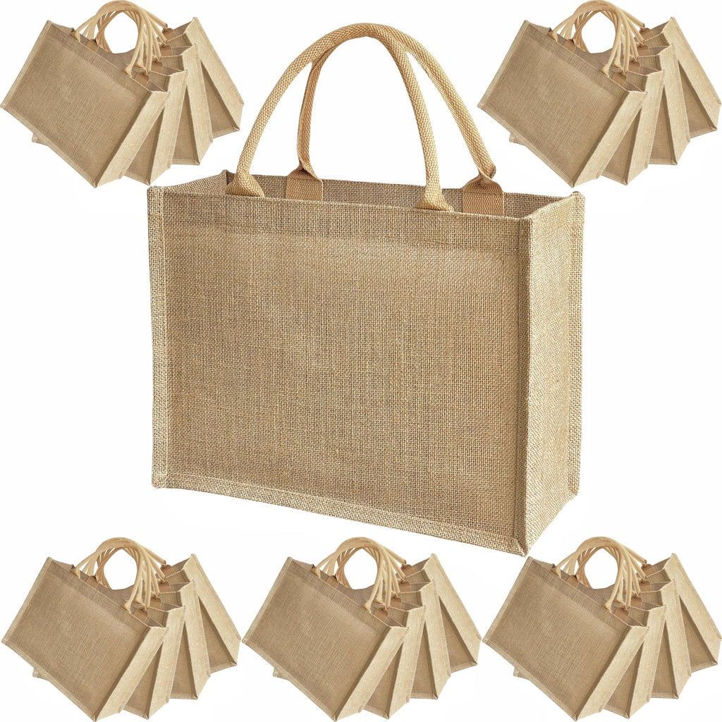 GOQAGA 20 PCS burlap tote bags jute bridesmaid gift burlap gift bags with handles leisure travel vacation 12.5×5×9.8 inch M