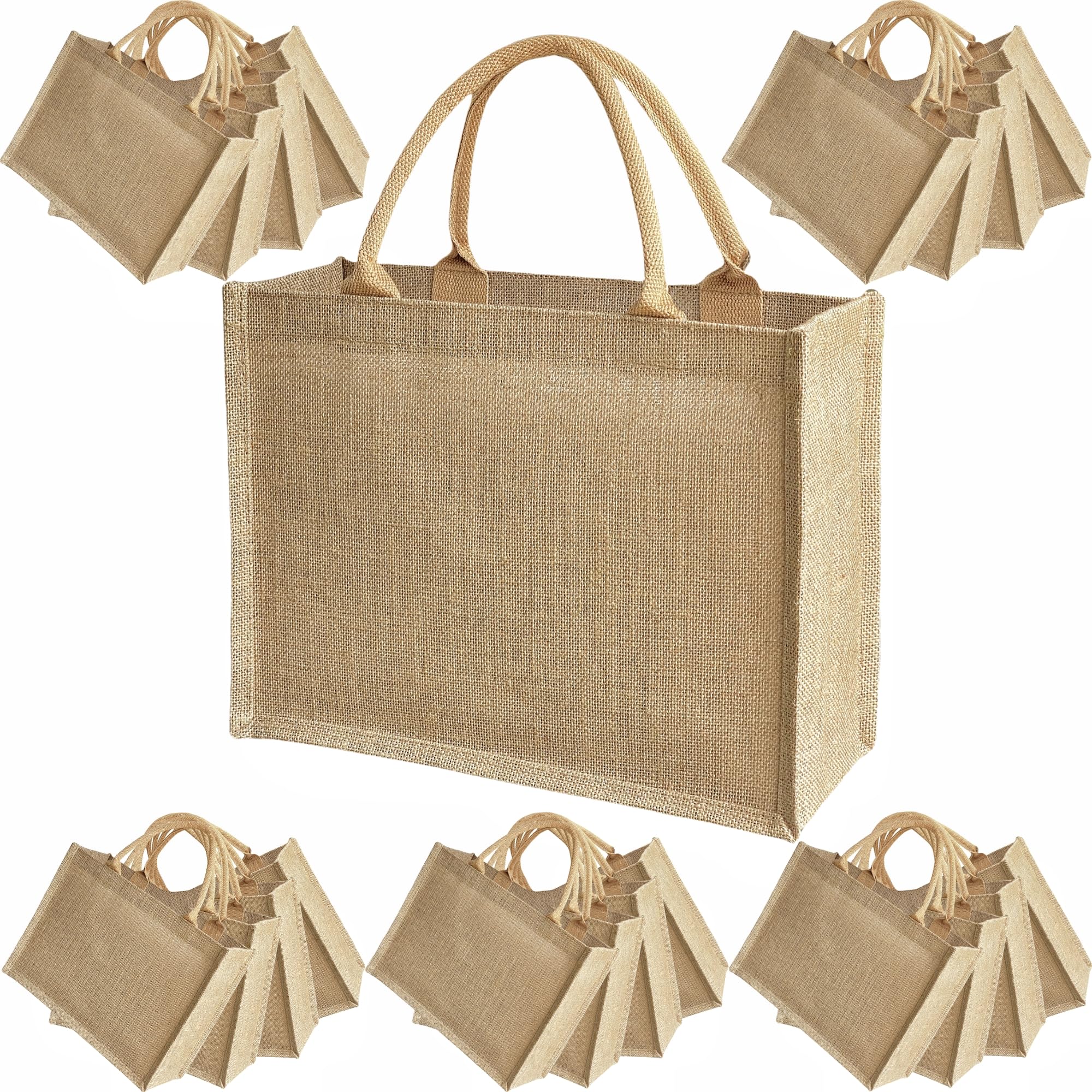 GOQAGA 20 PCS burlap tote bags jute bridesmaid gift burlap gift bags with handles leisure travel vacation 12.5×5×9.8 inch M