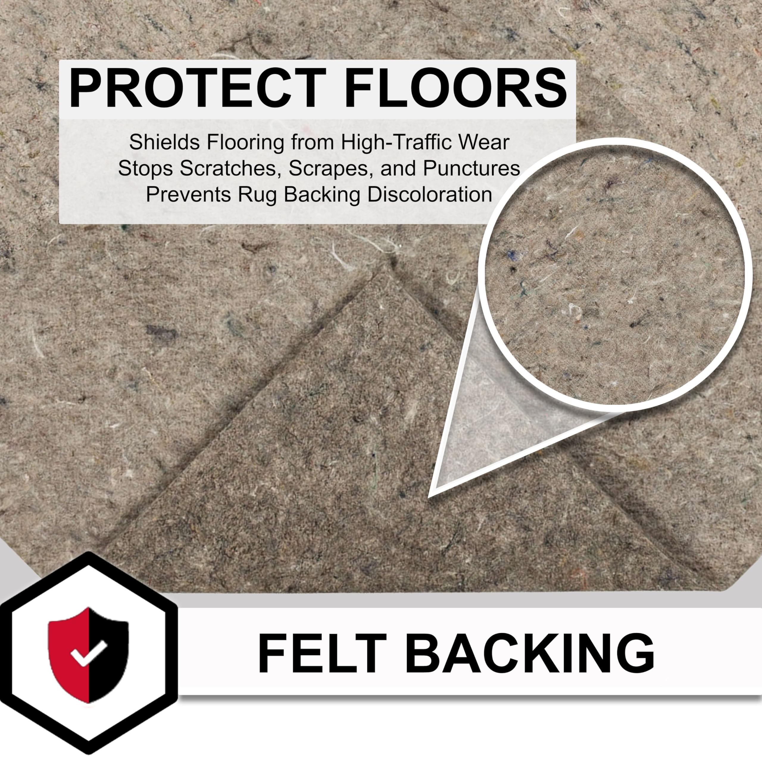 Mohawk Home Felt Rug Pad 8' x 10' - 1/2 Inch Thick Cushion for Area Rugs, Protective Underlay for Hardwood Floors, Comfort and Insulation – Felt Only Pad
