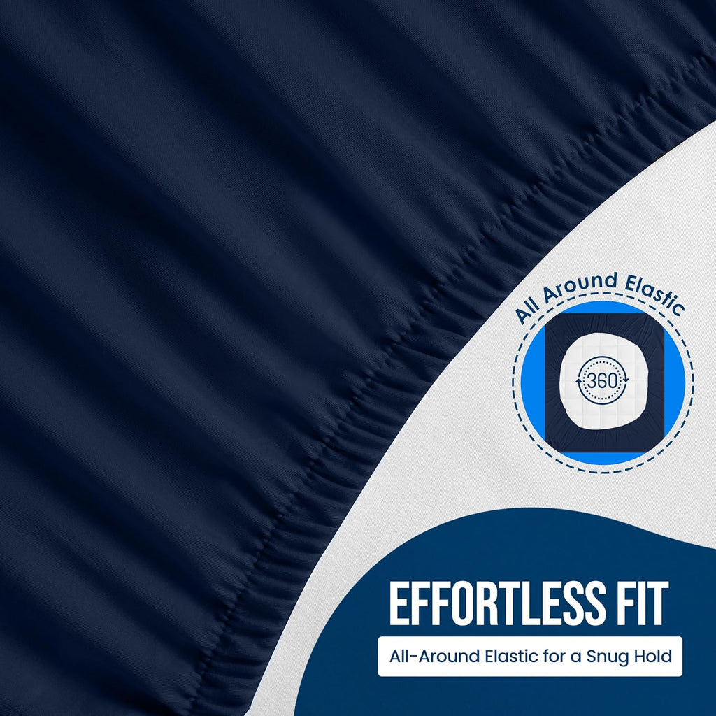 Utopia Bedding Twin Size Mattress Protector - Waterproof Terry Cover with Deep Pockets | Soft & Breathable Navy Blue
