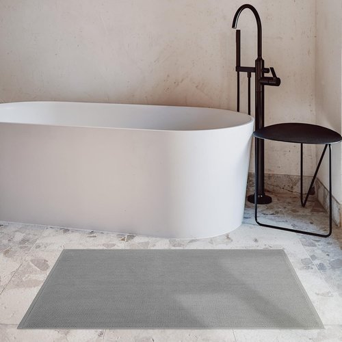Cotton Paradise 100% Cotton Bath Mat - Soft, Absorbent & Quick-Dry | 17x24 Inch, Light Grey