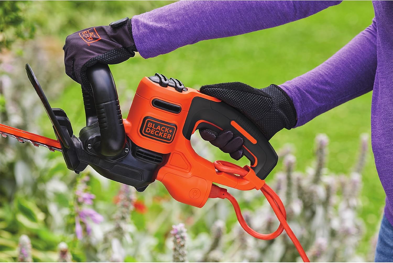 BLACK+DECKER 22" Electric Hedge Trimmer - Lightweight 4.0 Amp Dual Action Shrub Cutter | Full Wraparound Handle