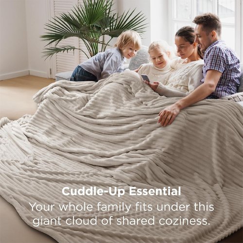 Bedsure GentleSoft Fleece Blanket - Cozy Large Throw for Bed, Beige, 120x120 Inches
