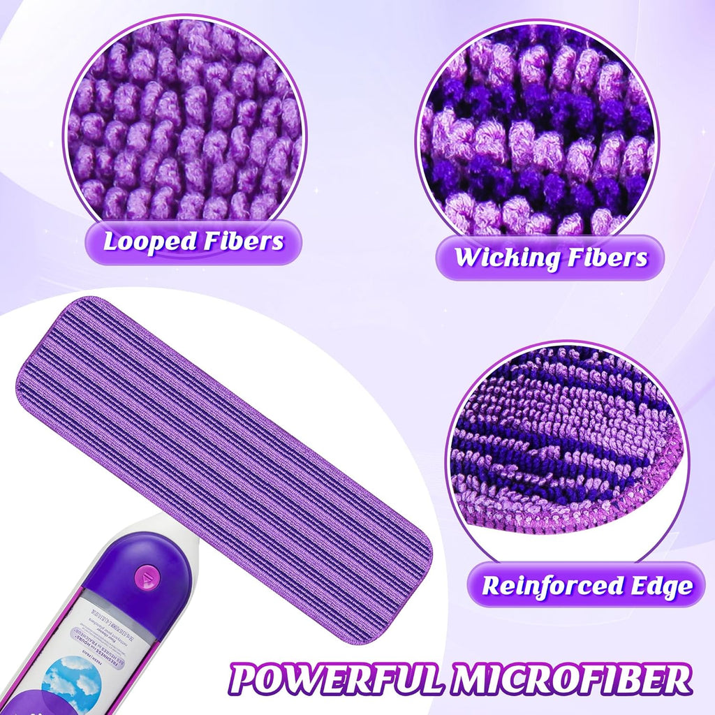 Papclean Mop Pads for Swiffer PowerMop - 9 Reusable Microfiber Cloths for Multi-Surface Cleaning