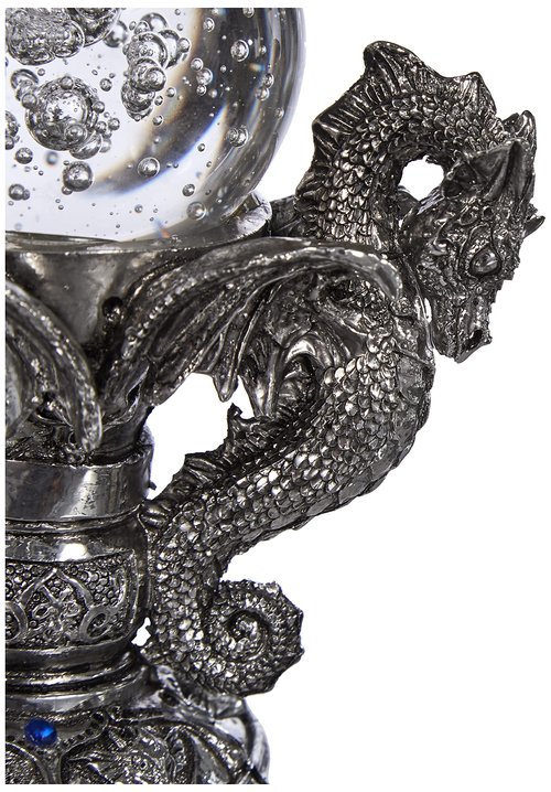 Design Toscano Dragons of Corfu Castle Gothic Decor Statue Globe Figurine, 5 Inch, Polyresin and Glass, Silver Chrome